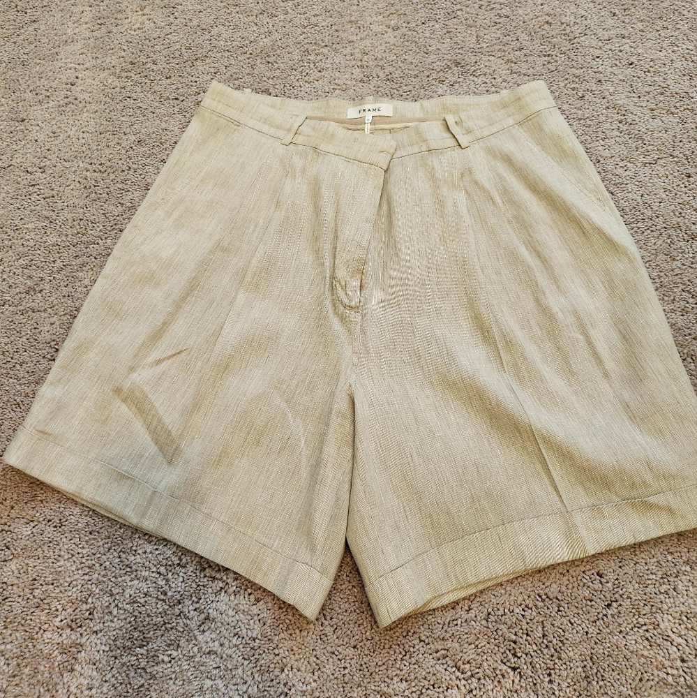 Frame Linen Blend Trouser Short Sz 14
